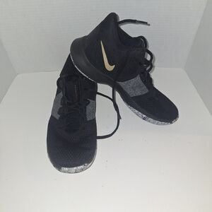 Nike Black and Gray Sneakers with Gold Swoosh